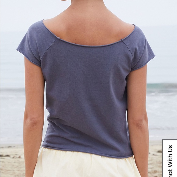 John Galt Blue Bonnie Newport Off-The-Shoulder Top- One Size - Picture 3 of 6